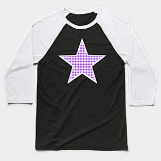 Purple and White Gingham Star Baseball T-Shirt